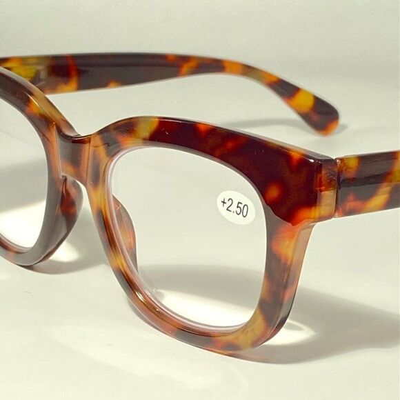 0621 Mona Reading Glasses  2.50 Tortoise Frames Rounded Square Shape - Picture 7 of 8